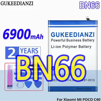 Didelės talpos GUKEEDIANZI baterija BN66 6900mAh Xiaomi Mi POCO C40 mobiliųjų telefonų baterijoms