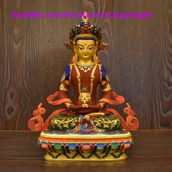 high grade Upscale Tibet Thailand COLOR painted Amitayus ilgaamžiškumas Tathagata COPPER Budos statula Efektyvus saugumas Buda