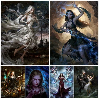 Paslaptinga gotikinė ragana Alchemikė Sienų meno drobė Tapyba Magijos pasaulis Animacinis menas Plakatas ir atspaudai Namų dekoravimas Neįrėmintas
