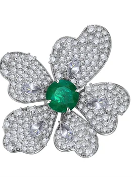Žalių gėlių žiedų rinkinys Vintage Luxury Personalized Fashion High End 925 Silver Fashion Engagement papuošalai moterims