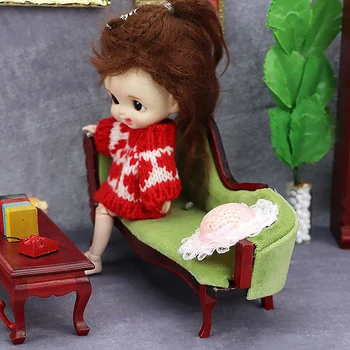 1:12 Lėlių namelis Miniatiūrinė retro sofa Imperatoriškoji sugulovė Sofos kėdė Mini baldų modelis Lėlių namų svetainė Dekoro priedai