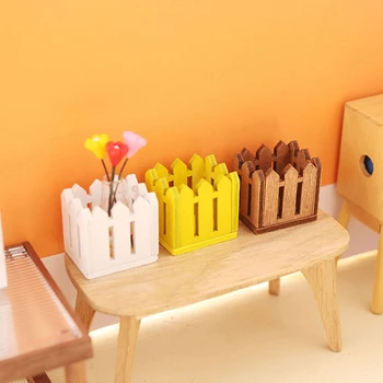 1:12 Lėlių namelis Miniatiūrinė tvora Gėlių krepšelis Laikymo krepšelio modelis Baldų aksesuaras Lėlių namams Sodo namų dekoras Vaikų žaislai