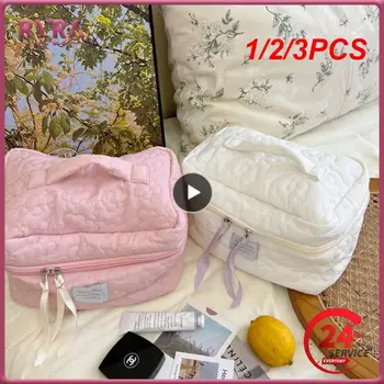 1/2/3PCS didelės talpos minkštos medvilnės moteriškas kosmetikos krepšys, čiužinio gėlių kosmetikos krepšys, užtrauktukas, didelės mergaitės kosmetikos krepšys,