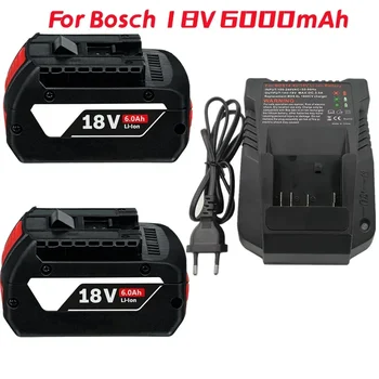 1-3PSC 18V akumuliatorius Bosch GBA 18V 6.0Ah Ličio BAT609 BAT610G BAT618 BAT618G 17618-01 BAT619G BAT622 SKC181-202L +įkroviklis
