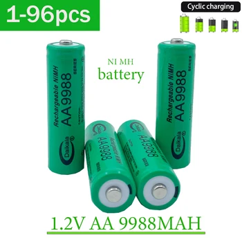 1-96vnt Nemokamas pristatymas New1.2V AA 9988MAH įkraunama baterija Tinkama AA šarminė baterija radijui, žadintuvui Elektriniai žaislai
