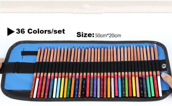 1 PC/Lot 7-Color Canvas 36-PC Valcuotas pieštukų krepšys ir pieštukų dėklas spalvingam pieštukui ir rašikliams, WJD00026