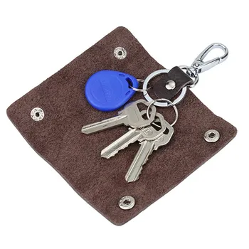 1 PC Nešiojami odiniai namų tvarkytojų laikikliai Automobilio raktų pakabuko raktų laikiklis Krepšio dėklas Unisex piniginės dangtelis Paprastas vienspalvis laikymo krepšys