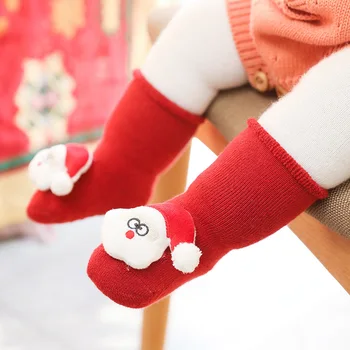 1 Pora Naujagimis Medvilnė Žiema Ruduo Mergaitės Berniukai Vaikai Kojinės Kūdikių Kalėdos Kalėdų Senelis Terry Šiltos šlepetės Vaikiškos kojinės