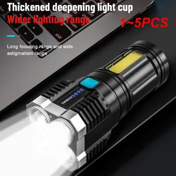 1 ~ 5PCS žibintuvėliai didelės galios LED burbuolės šoninė šviesa Lengvas lauko apšvietimas ABS medžiaga 7LED įkraunamas žibintuvėlis