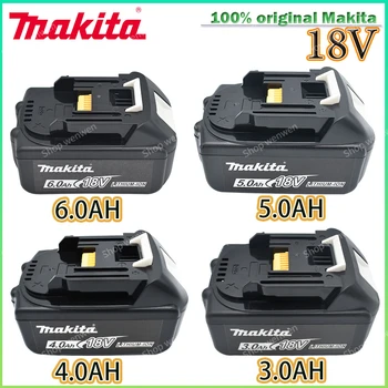 100% Originalus 18V Makita 3.0/4.0/5.0/6.0Ah įkraunamas elektrinio įrankio akumuliatorius su LED ličio jonų baterija BL1860B BL1830 BL1850