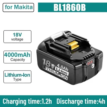 100% Originalūs Makita 18V 4000mAh įkraunami elektriniai įrankiai Makita baterija su LED ličio jonų keitimu LXT BL1860B BL1860 BL1850
