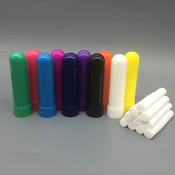 100Sets/lot spalvoti tušti nosies aromaterapiniai inhaliatoriai, tuščios nosies inhaliatoriaus lazdelės eteriniam aliejui (51mm medvilnės dagčiai)