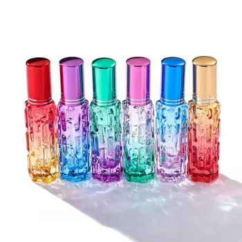 10ml gradiento spalvoto stiklo kvepalų buteliukas tuščias purškiamas buteliukas Pakartotinai užpildomas purkštuvo mėginio buteliukai Sub-buteliuose išpilstomi kosmetikos indai