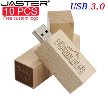 10VNT LOT Medinė USB 3.0 atmintinė 128GB Nemokamas pasirinktinis logotipas Antspaudo rašiklio diskas 64GB Didelės spartos atminties kortelė 32GB 16GB Kūrybinė dovana