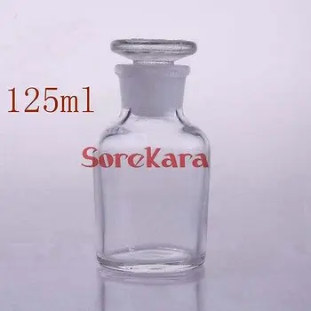 125ml stiklinis reagento butelis su įžemintu stikliniu kamščiu Siauros burnos skaidrus stiklinis butelis