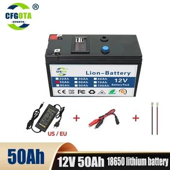 12V baterija 100Ah 18650 ličio baterijų paketo įkraunama baterija saulės energijos elektromobilio baterijai + 12.6v3A įkroviklis