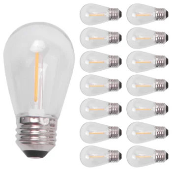 15 Pack 3V LED S14 pakaitinės lemputės Nedūžtančios lauko saulės styginių lemputės Šiltai balta