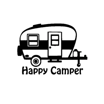 15cm Art Happy Camper Eksterjero gaminių lipdukas automobilių lipdukams Priedai Dangtelio įbrėžimai Apdaila PVC Stilingas,