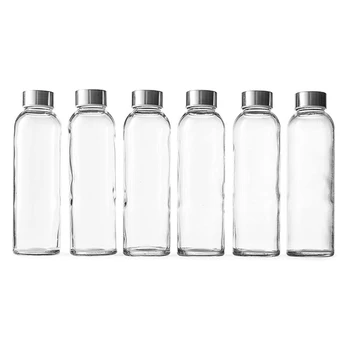 18 oz skaidraus stiklo buteliai Daugkartinio naudojimo daugkartinio užpildymo vandens buteliai su dangteliais Natūralus BPA nemokamai ekologiškas sultims