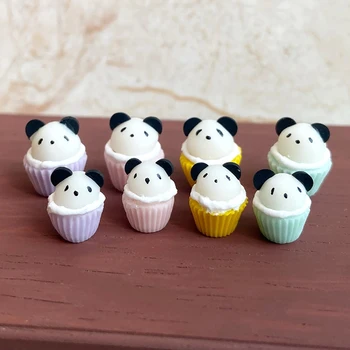 1Pc 1:12 Lėlių namelis Miniatiūrinis tortas Panda Keksiukai Ornamentas Makarono spalva Maisto modelis Gyvenimo scena Dekoras Lėlių namų aksesuarai