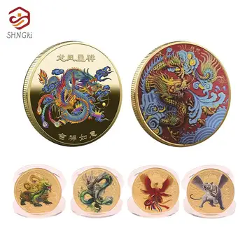 1Pc 2024 Naujųjų metų drakono proginės monetos Kinijos zodiako metalu dažyti kolekcionuojami daiktai Zodiako drakono proginės monetos