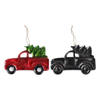 1Pc Kalėdiniai kabantys raudoni sunkvežimių ornamentai Sodyba Xmas Tree Ornamentai Kaimiškas pakabuko dekoras ( Atsitiktinis automobilis link )