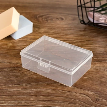 1pc Plastikinė daiktadėžė Makiažo organizatorius Clear Square Diamond Painting Plastic Box Cosmetics Storage Box Desktop Organizer