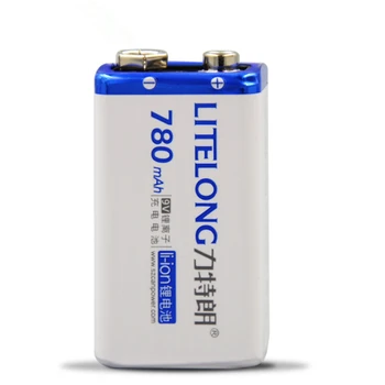 1vnt/lotas Originali aukštos kokybės 9v 780mAh ličio jonų baterija įkraunama 9 voltų baterija gamintojo garantija nemokamai