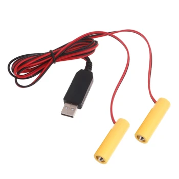 2 in1 AA Eliminatoriai USB maitinimo šaltinis Pakeiskite 1,5 V LR6 AA baterijas laikrodžio žaislų kamerai Kalėdinės juostelės lemputė