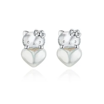 2021 nauji KT kačių auskarai moteriški lengvi prabangūs trimatės meilės imitacijos perlų auskarai Valentino dienos dovana vasario 14 d