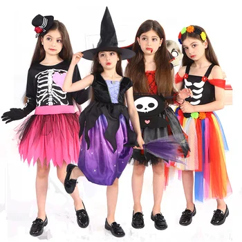 2022 Halloween Cosplay kostiumas mergaitėms Tutu kelio suknelė su skrybėlės krepšiu Galvos apdangalai Vaikams Anime karnavalas Cosplay vakarėlio aprangos komplektas