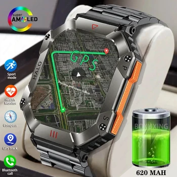 2023 Karinis lauko išmanusis laikrodis 2.0 colių 620 mAh didelių baterijų laikrodžiai GPS judesio takelis Kompasas 