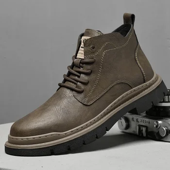 2023 Mados prekės ženklas Vyriški tikros odos batai ir medvilniniai terminiai batai Vyriški kaubojiški batai Universalūs vyriški aukštakulniai batai