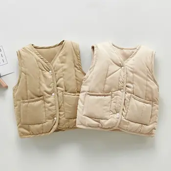 2023 Nauja rudens žieminė liemenė kūdikiams Šiltesnis medvilninis paltas Mada Korėjietiška vaikiška liemenė mergaitėms Berniukai Viršutiniai drabužiai Striukės Drabužiai