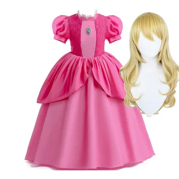 2023 Vaikų princesės kostiumas Kūdikio vestuvės 3-10 metų suknelė Vaikai Persikų vakarinė burbulinė rankovė Fantazija Vasaros Helovino maskuotė