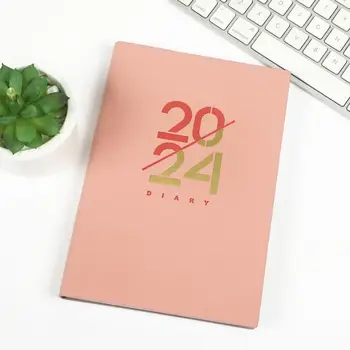 2024 Anglų dienotvarkės knyga 365 dienos A5 dirbtinės odos viršelis Dienos savaitės planuoklio darbotvarkės planas Savaitės mėnesio dienoraščio organizatorius