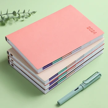 2024 Anglų / ispanų planavimo priemonė Notebook Daily Planner A5 Lined Journal Planner 150 Sheets Simple Business Office School Supplies