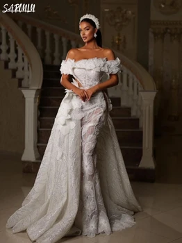 2024 Blizga nuo peties Vestuvinės suknelės Aplikacijos Perlai Nuotakos chalatas Vintažinės grindų ilgio nuotakos suknelės Vestidos De Novia