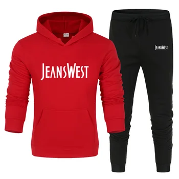 2024 Jeanswest Printed Men's Casual su gobtuvu megztinis Harajuku krepšinio megztinis vyriškos vilnos šiltas sportinis kostiumas