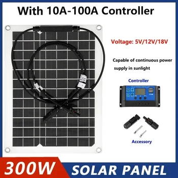 20W-300W saulės kolektorius 18V saulės elementai 10A-100A valdiklis USB saulės skydelis telefonui RV automobilių kempingo įkroviklis lauko akumuliatoriaus tiekimas