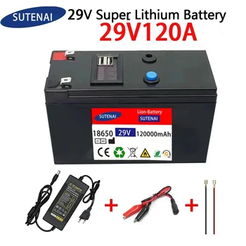 29V Baterija 120Ah 18650 ličio baterija Įkraunama baterija saulės energijai elektromobilio baterija + 29.4v2A įkroviklis