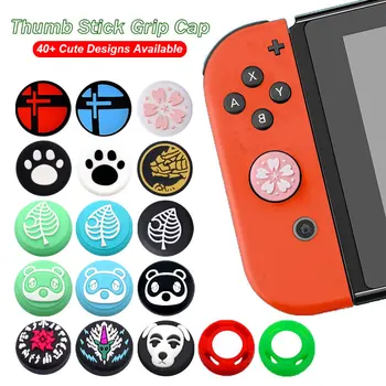 2pc Cartoon Thumb Stick Grip Cap, skirtas Nintendo Switch Oled NS Lite JoyCon valdiklio vairasvirtės dangtelio apsaugai minkštas silikoninis dėklas