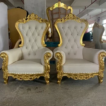 2vnt vaikų sosto kėdės vakarėlių vaikams, baltas ir auksinis vestuvių renginys vakarėlis viešbučio baldai maža karaliaus sosto kėdė vaikams