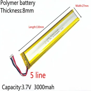 3,7 V ličio polimerų baterija 3000 mAh pailga baterija tinka grotuvui navigacijos įrangos ieškiklis 8027130