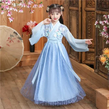 3 Spalvos Vasara Mielos Merginos Hanfu suknelė Kinų vaikai Naujųjų metų suknelė Vaikai Senovinė suknelė Rytų princesės suknelės