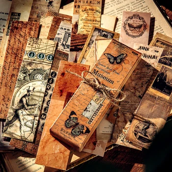 30vnt Laiko muziejaus žymė koliažas senovinis drugelis Raštas literatūrinė dėžutė Dekoravimo kortelė Reikmenų medžiaga Iškarpų knyga 155 * 45MM