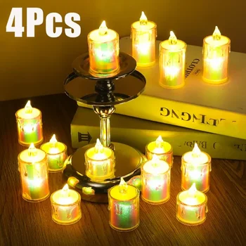 4/1pc LED spalvinga ašarų žvakių lempos simuliacija Elektroninė žvakių baterija Valdoma liepsna Žvakių šviesa Vestuvių kalėdinis dekoras