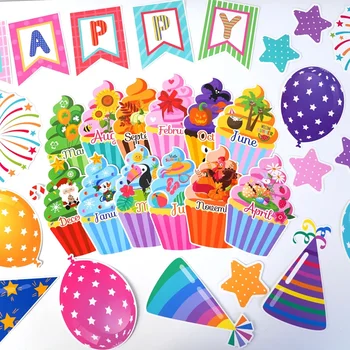 43PCS/set Kūrybinis gimtadienio vakarėlis Tortų dekoravimas Sienų lipdukai vaikų šeimos susibūrimams Fono sienų lipdukai