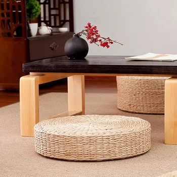 45Cm jogos kilimėliai apvalus pufas Tatami grindų pagalvė Sėdynės pagalvėlė Šiaudų meditacijos storinimas Minkšta jogos įranga