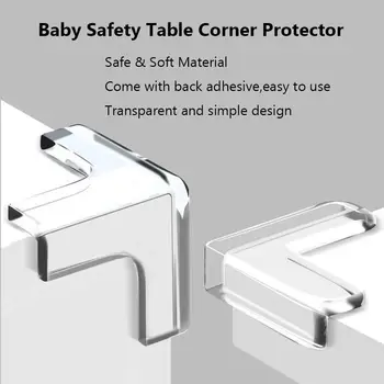 4Pcs Skaidrus minkštas silikoninis kūdikių saugus kampinis gynėjas stalas stalo kampinė apsauga Apsauginė krašto apsauga kūdikių vaikų apsaugai